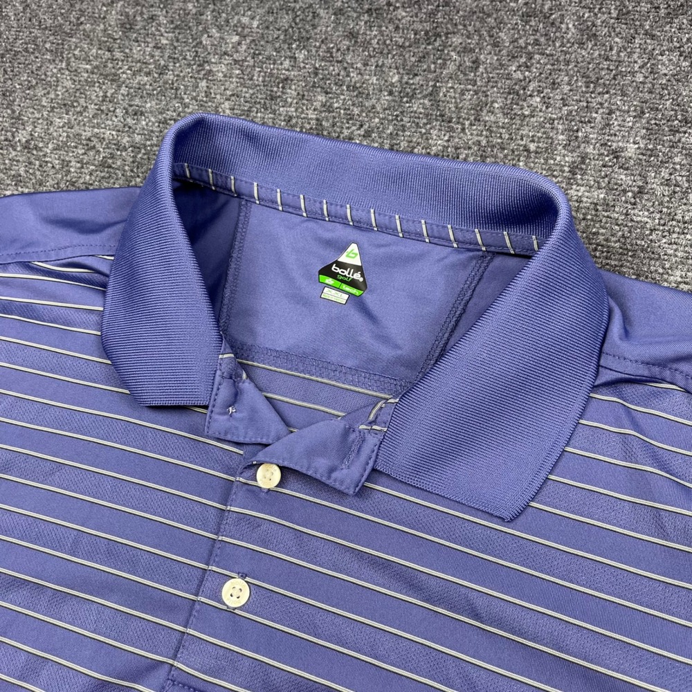 Bolle Golf Performance Tech Striped Blue Polo Shirt